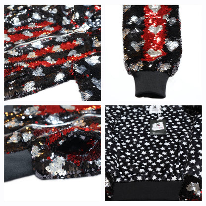 Sequin Heart Bomber Hoodie