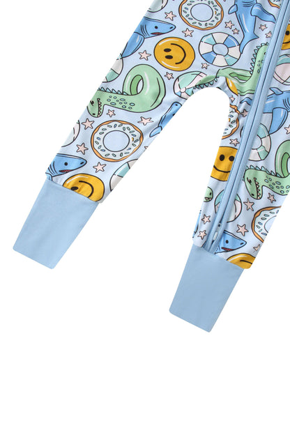 PoshTOT Ocean Fun Bamboo Convertible Zip Romper