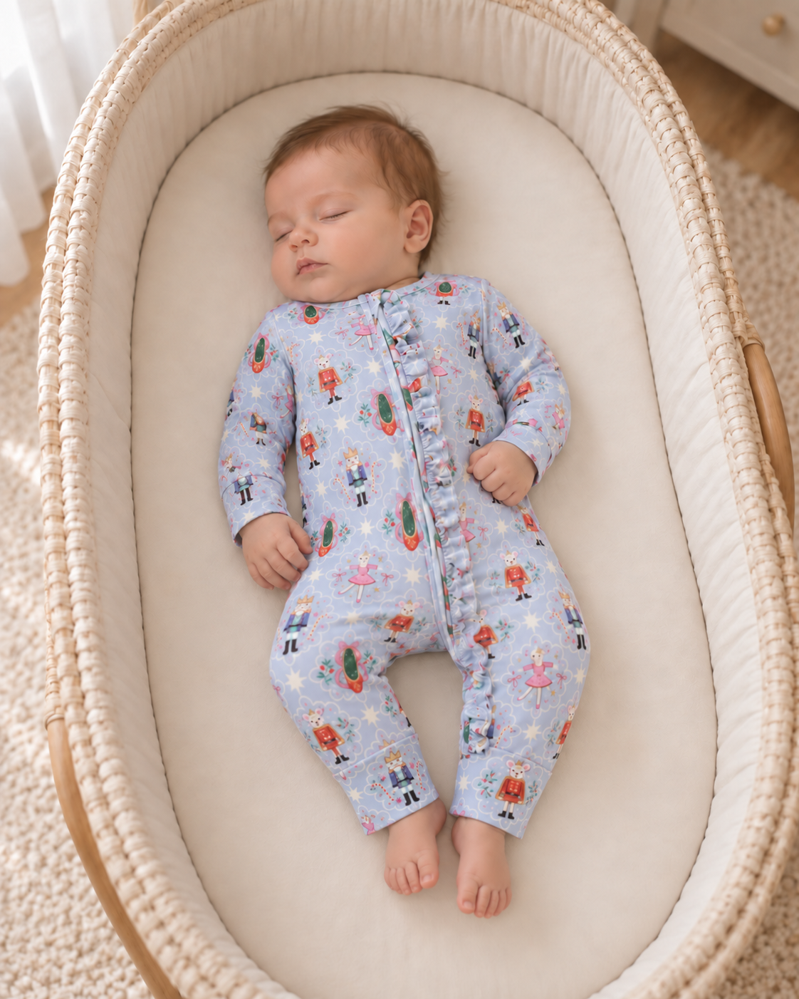 Sugar Plum Bamboo Ruffle Convertible Zip Footie