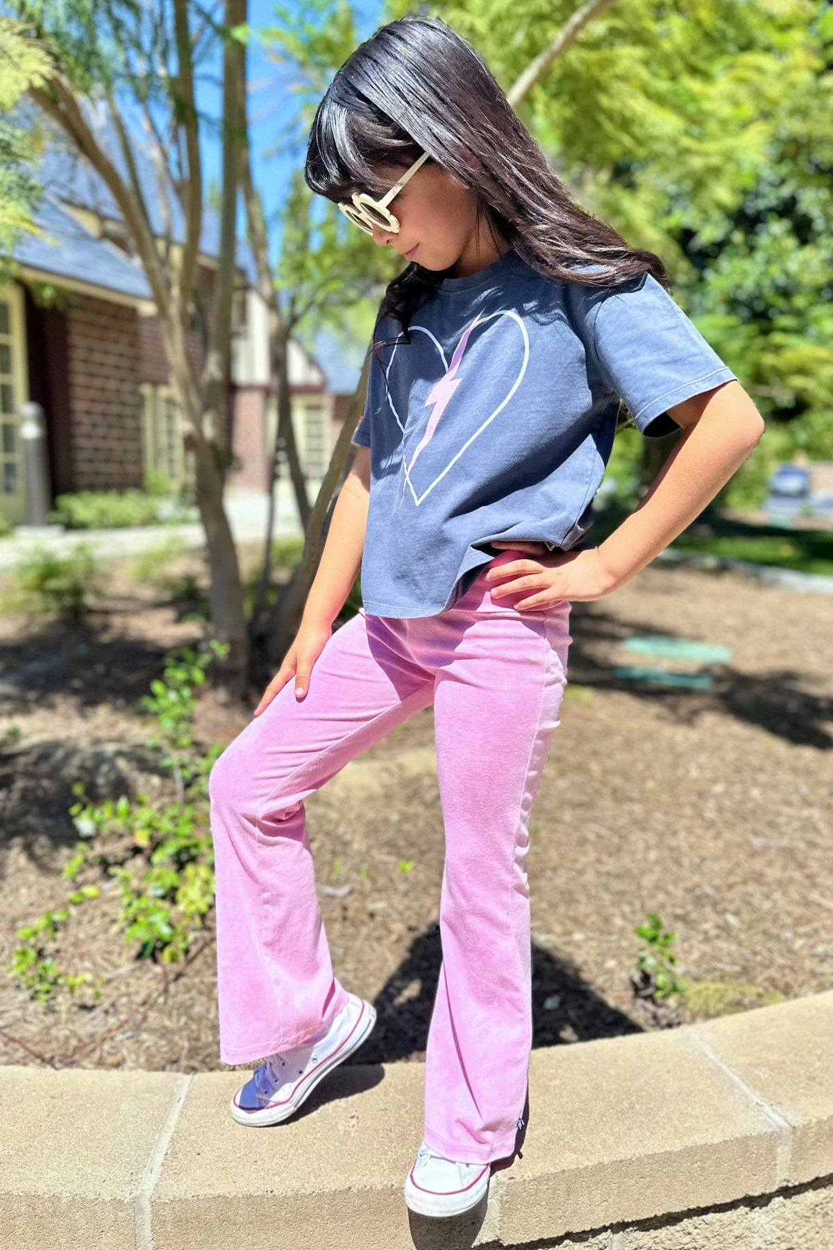Purple Vintage Washed Foldover Flare