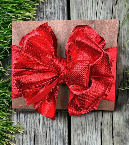 Metallic Red Bow Headband