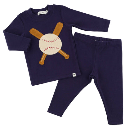 Terry Baseball L/S Set in Navy