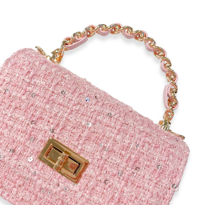 Pink Tweed & Sequins Purse