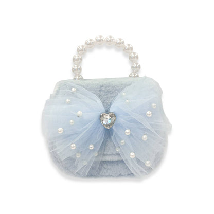 Tulle Bow Blue Plush Purse
