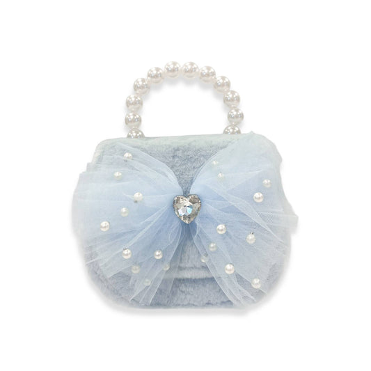 Tulle Bow Blue Plush Purse