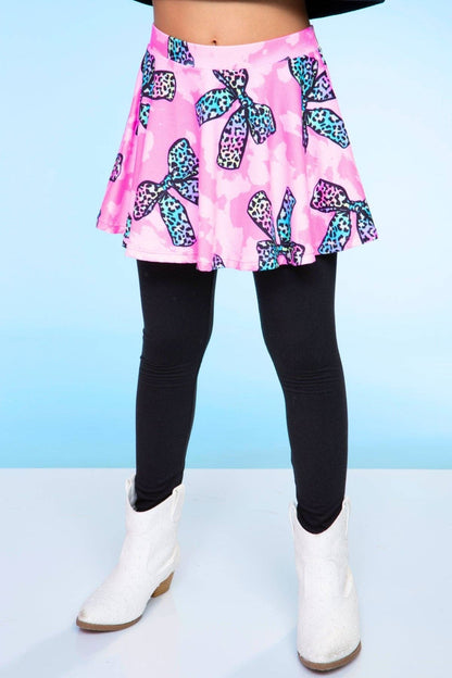Pink Rainbow Bow black Simply Soft Skater Legging