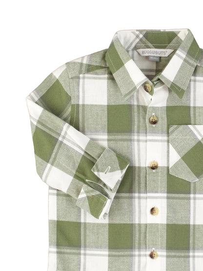 Dusty Olive Plaid Flannel Button Down