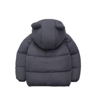 Gray Sherpa Lined Baby Puffer Coat