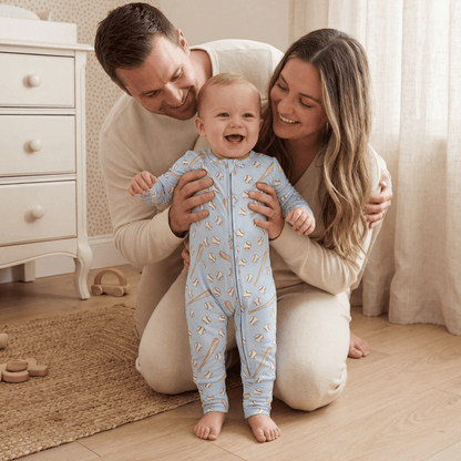 Little Slugger Blue Bamboo Convertible Romper