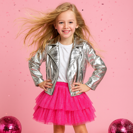 Silver Metallic Faux Leather Heart Jacket