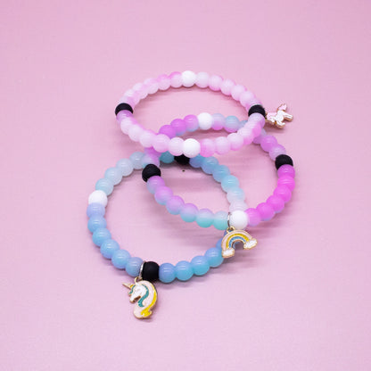 Tie Dye Glow Bubble Bracelet with Charm