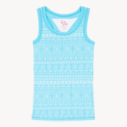 Button Blue Burnout Tank