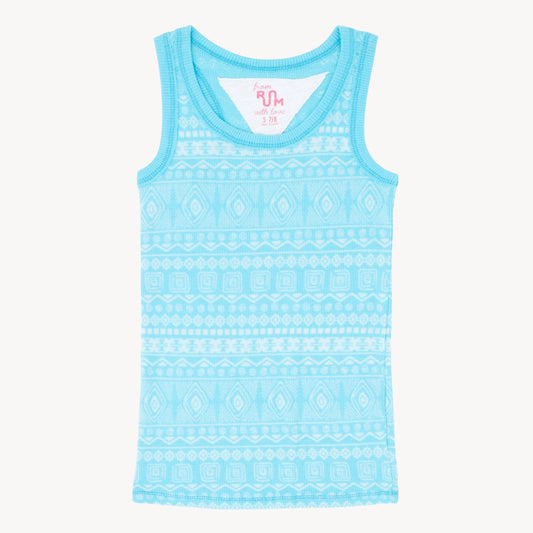 Button Blue Burnout Tank