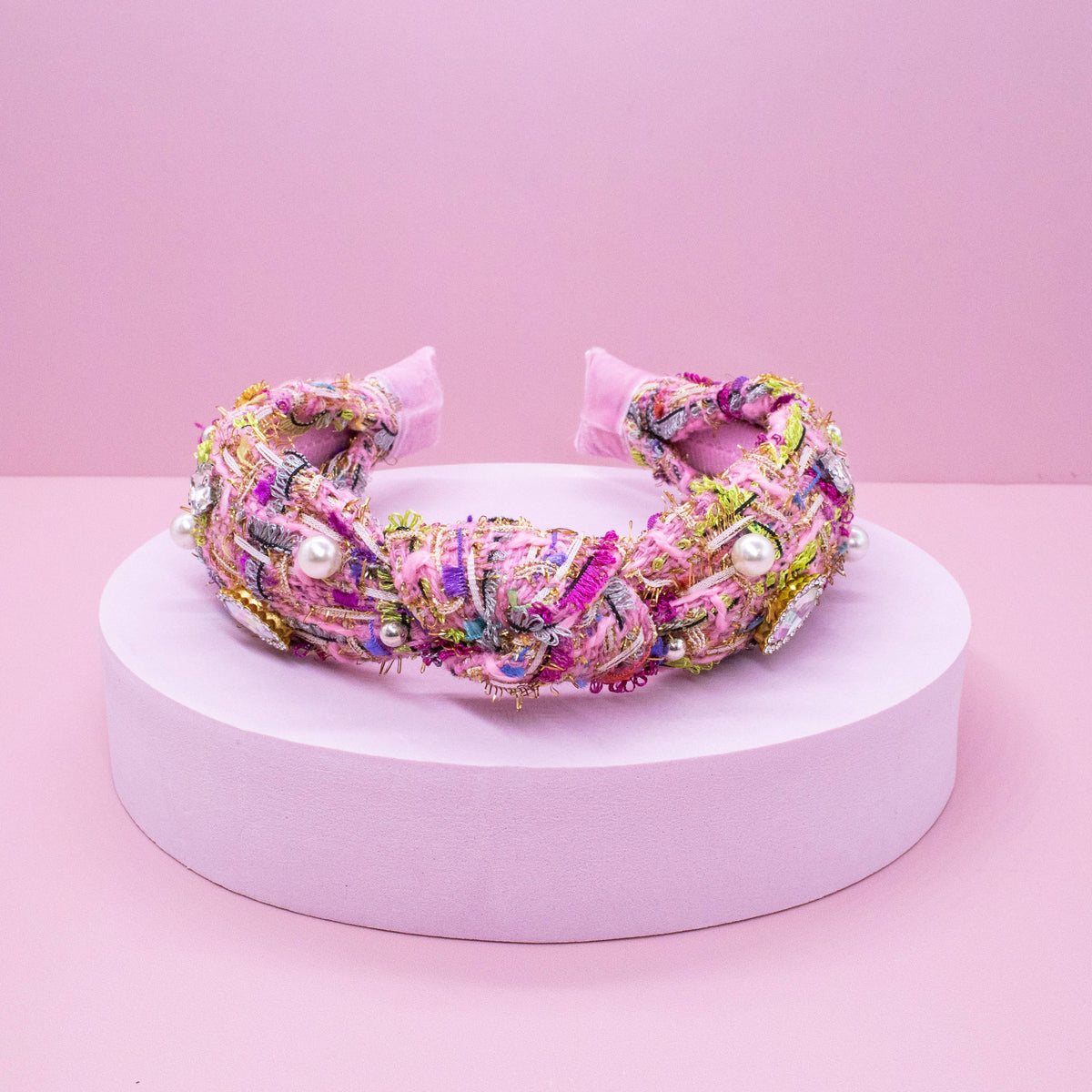 Pink Embellished Knot Headband