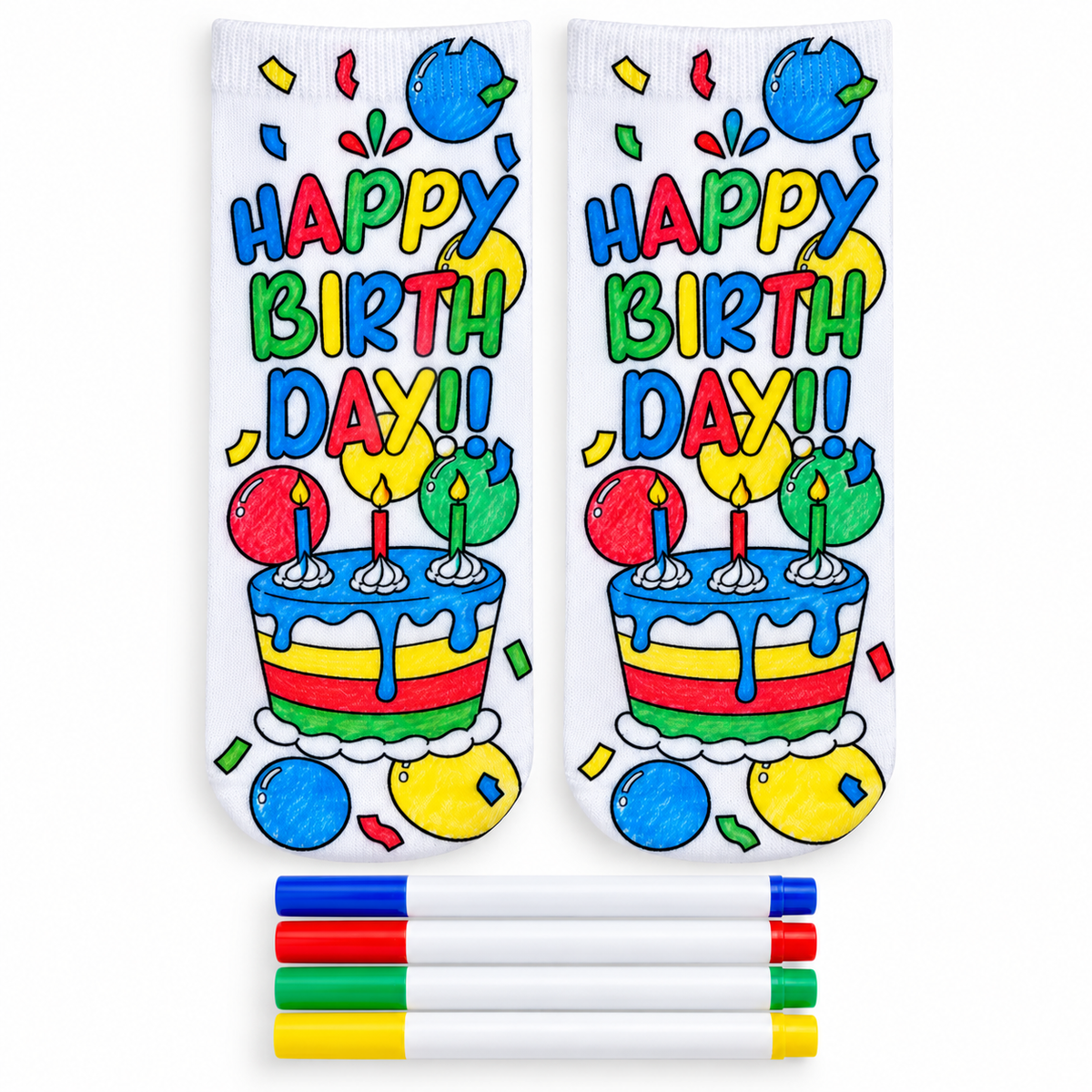 Birthday Coloring Socks