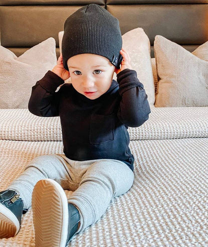 Black Long Sleeve Pocket Tee