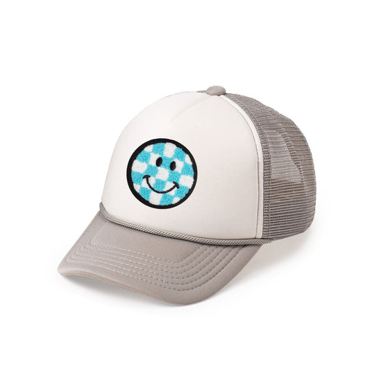 <p><span>The Sweet Wink Smiley Checker Patch Trucker Hat is a fun accessory to welcome Spring! </span><span>Features a Gray/White hat with blue, white, black chenille with black outline patch. </span><span>Adjustable snap back closure fits 45-56cm. Each hat is hand pressed with love.</span></p> <p><span>Size: Recommended for ages 4+.</span></p> <p><span>Women owned + designed by a Mother/Daughter duo in NYC.</span></p> <p>&nbsp;</p>