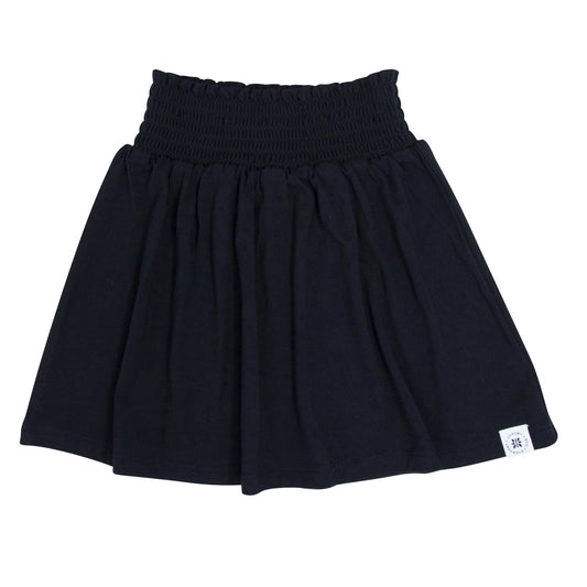 Black Bamboo Smocked Skirt