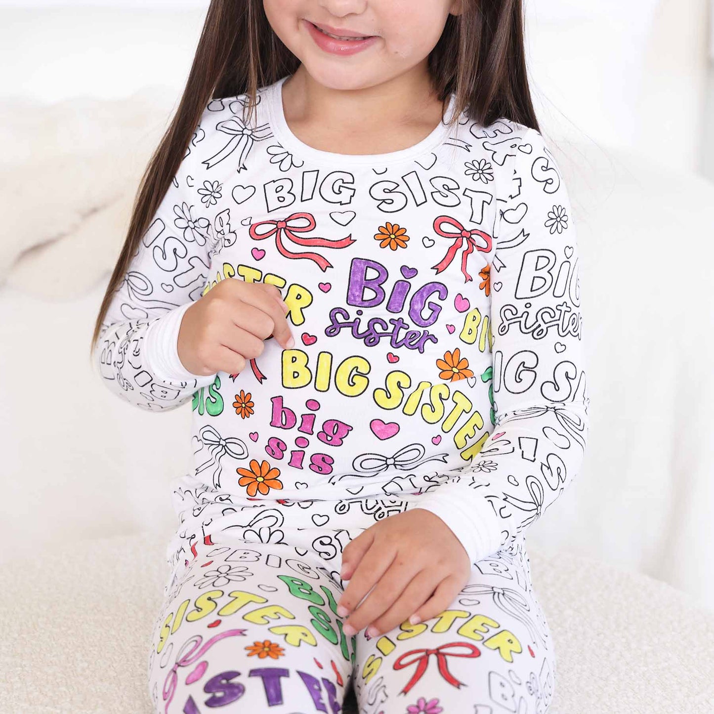 Colorable Big Sis Pajama Set
