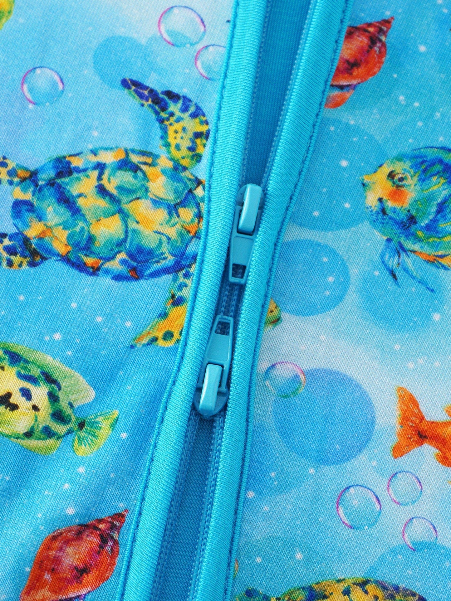 PoshTOT Sea Turtle Bamboo Convertible Zip Romper