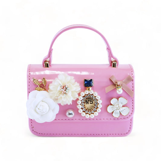 Fuchsia Floral + Charms Patent Leather Purse