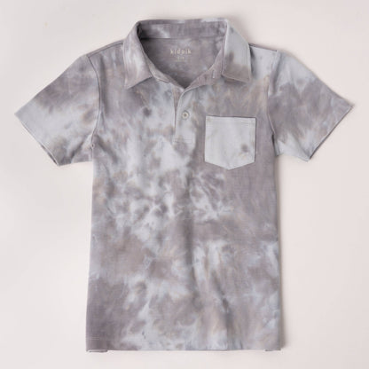 Grey Tie Dye Pocket Polo