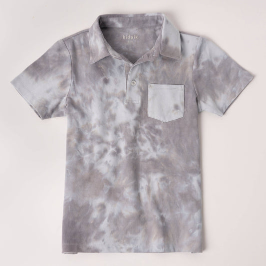 Grey Tie Dye Pocket Polo