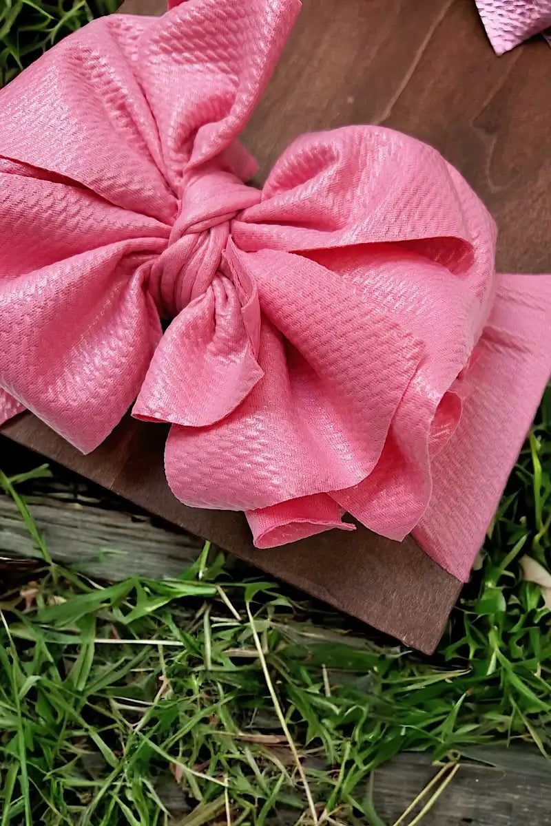 Metallic Pink Bow Headband