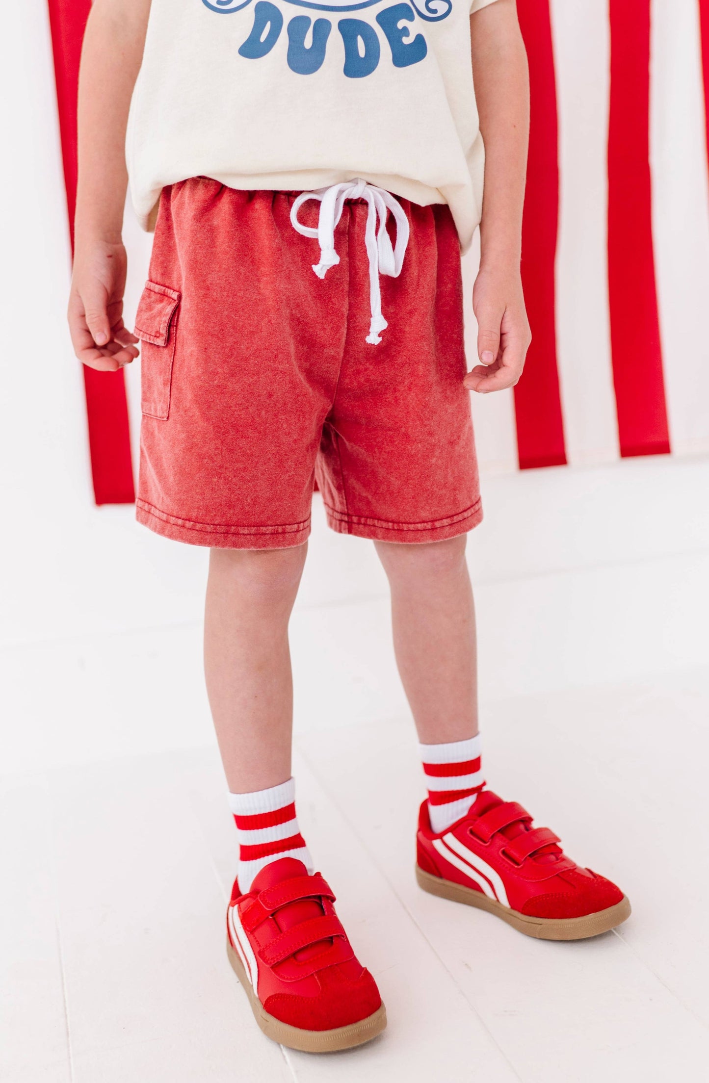 Red Vintage Cargo Shorts
