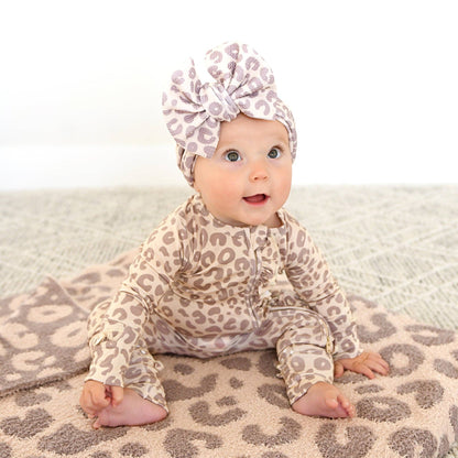 Amari Leopard Ruffle Bamboo Zip Romper