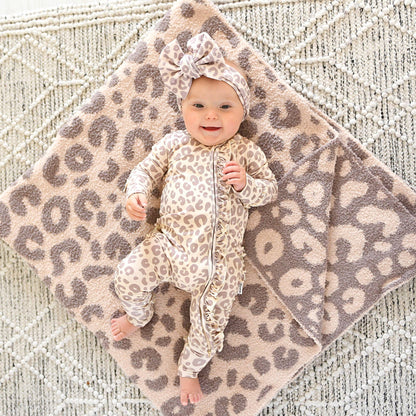 Amari Leopard Ruffle Bamboo Zip Romper