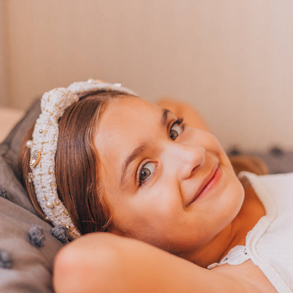White Embellished Knot Headband