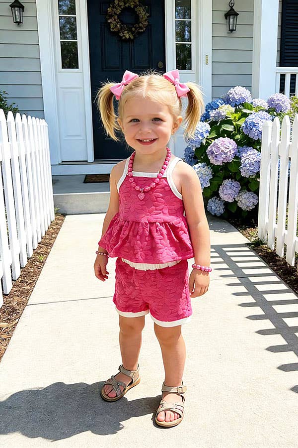 Hot Pink Floral Terry Set
