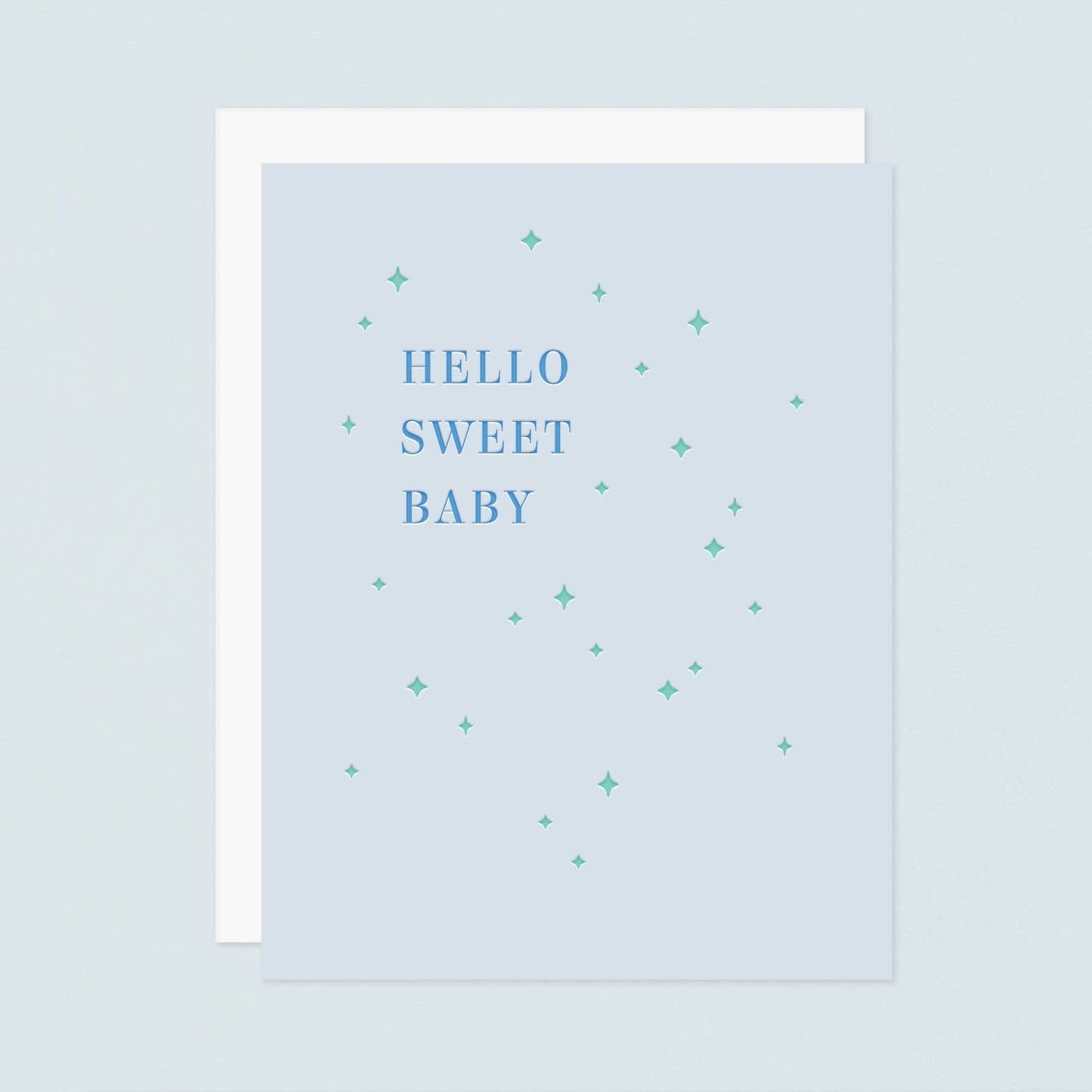 Hello Sweet Baby Letterpress Card - Blue