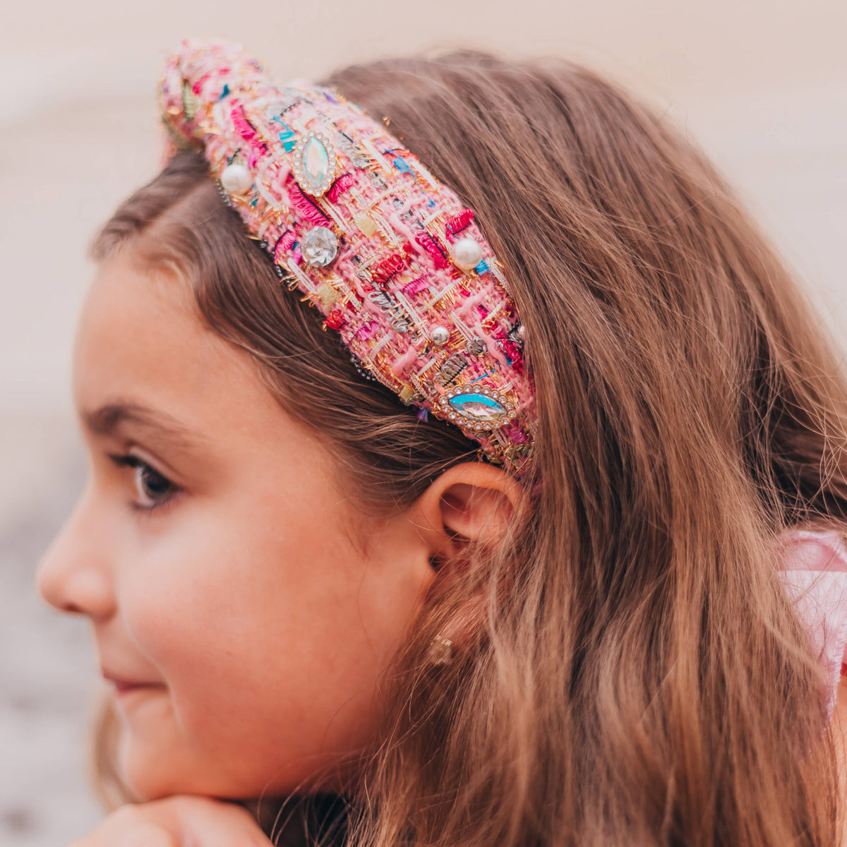 Pink Embellished Knot Headband