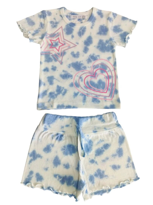 Blue Tie Dye Tee + Short Set