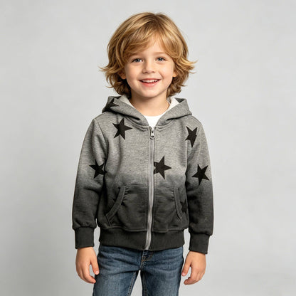 Gray Ombré Star Zip Hoodie Set