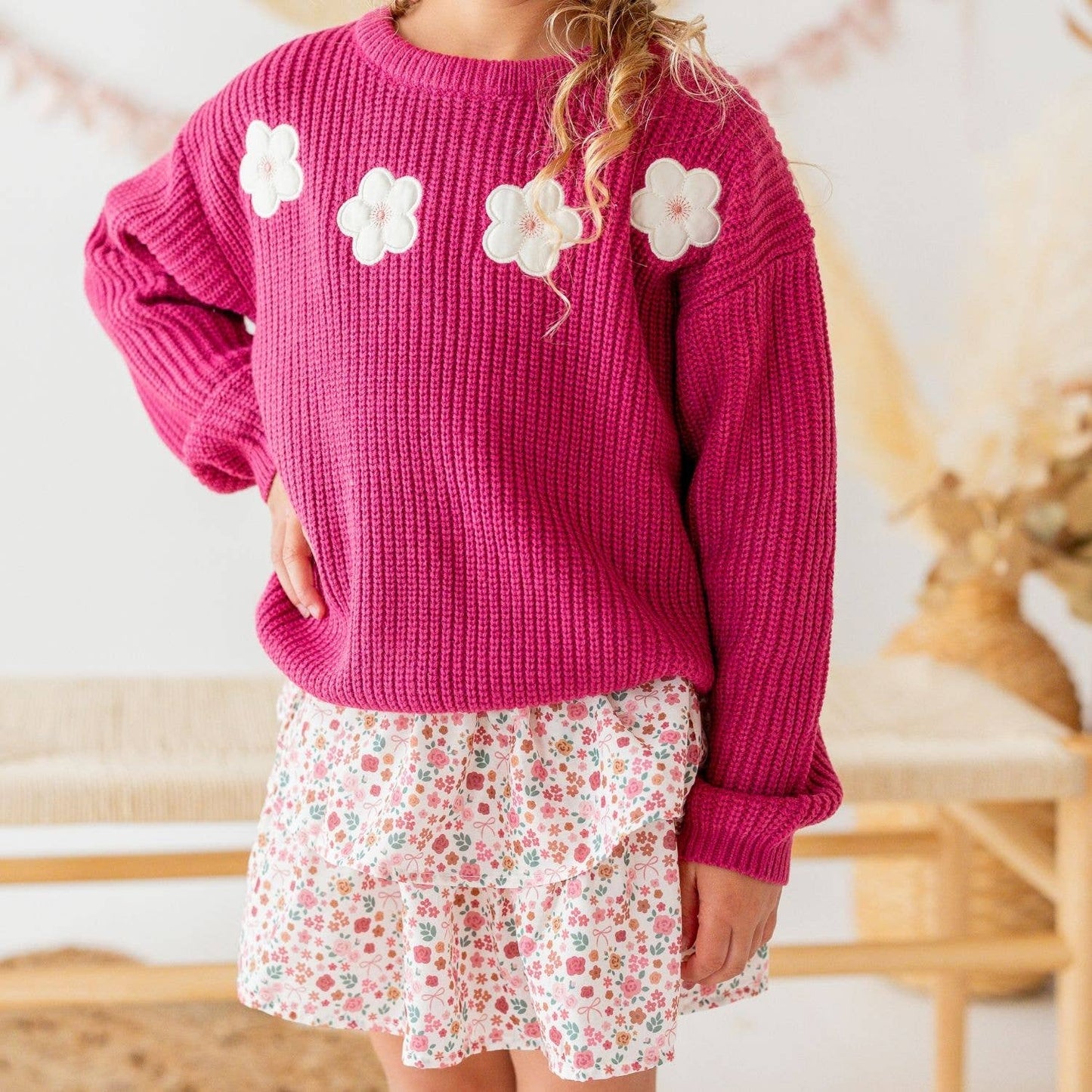 Berry Floral Appliqué Sweater (Infant)