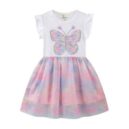 Pastel Rainbow Butterfly Flutter Dress