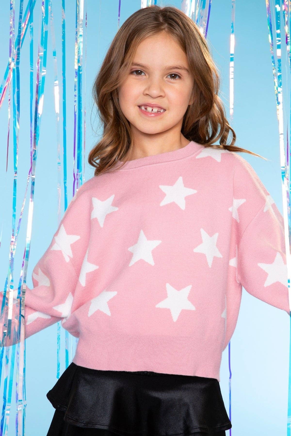 Blush Pink Ivory Star Yummy Soft Crew Neck Sweater