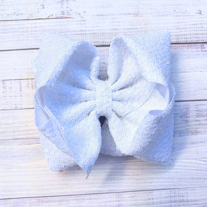 Silver Sequin Hair Bow