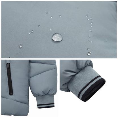 Slate Grid Fleece Lined Puffer Coat