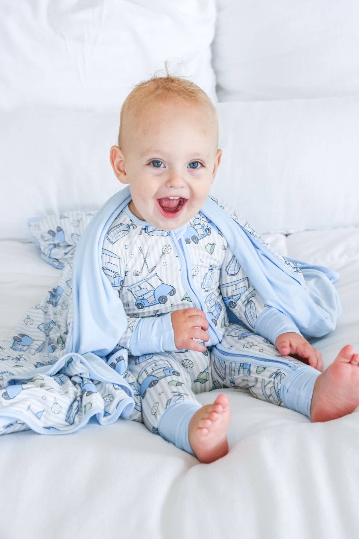 Caddie Crew Blue Convertible Bamboo Zip Romper