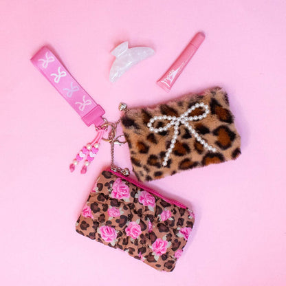 Quilted Scrunchies Leopard Pouch + Keychain Set