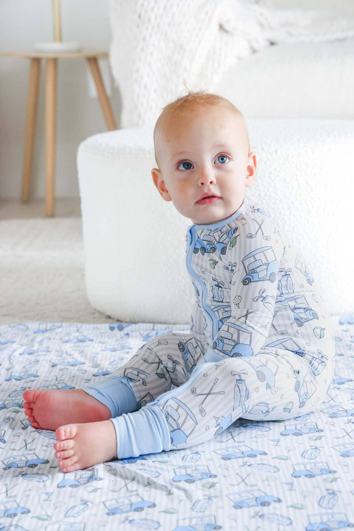 Caddie Crew Blue Convertible Bamboo Zip Romper