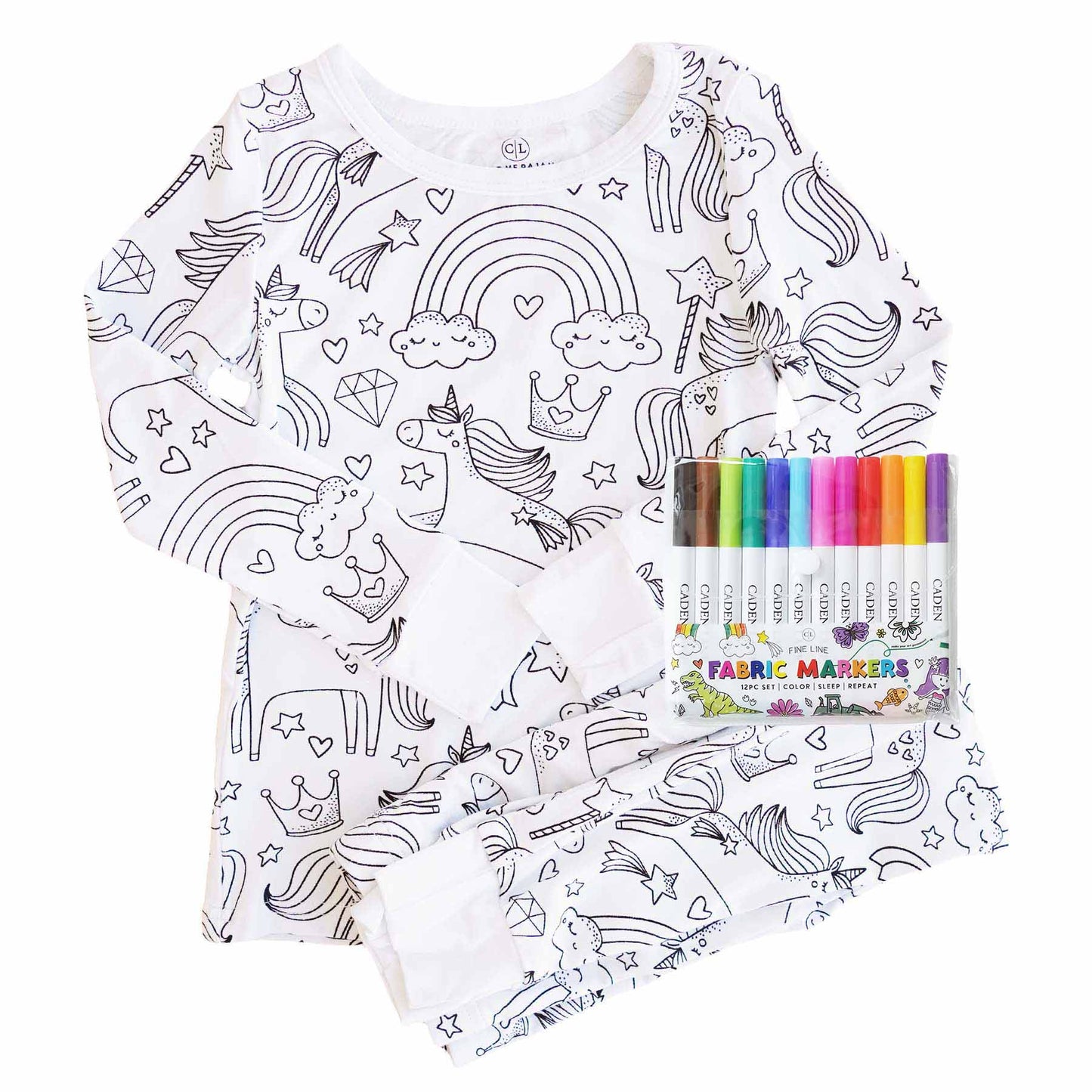 Colorable Enchanted Unicorns Pajama Set