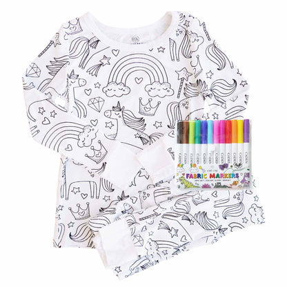 Colorable Enchanted Unicorns Pajama Set
