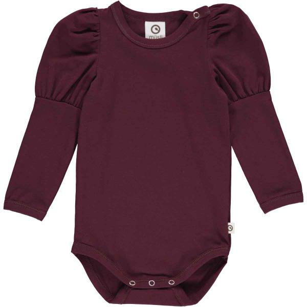 Cozy Me Fig Bodysuit with Puff Sleeves