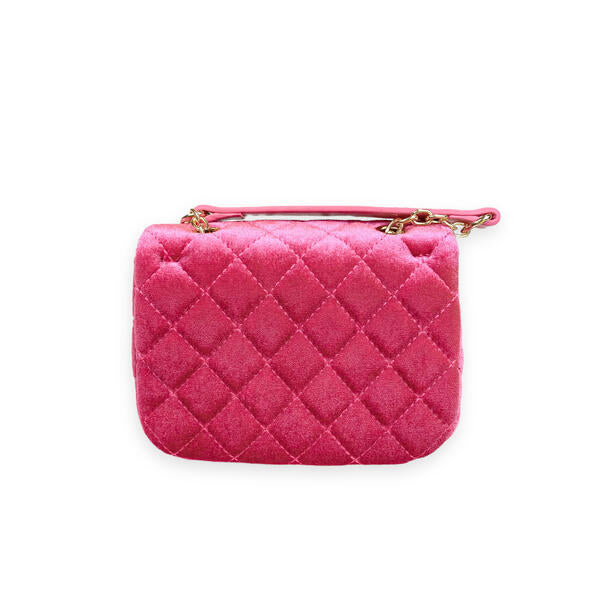 Fuchsia Velvet Studded Quilted Purse