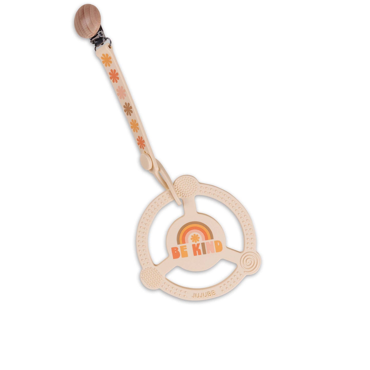 Be Kind Rainbows Teether Ring with Detachable Clip
